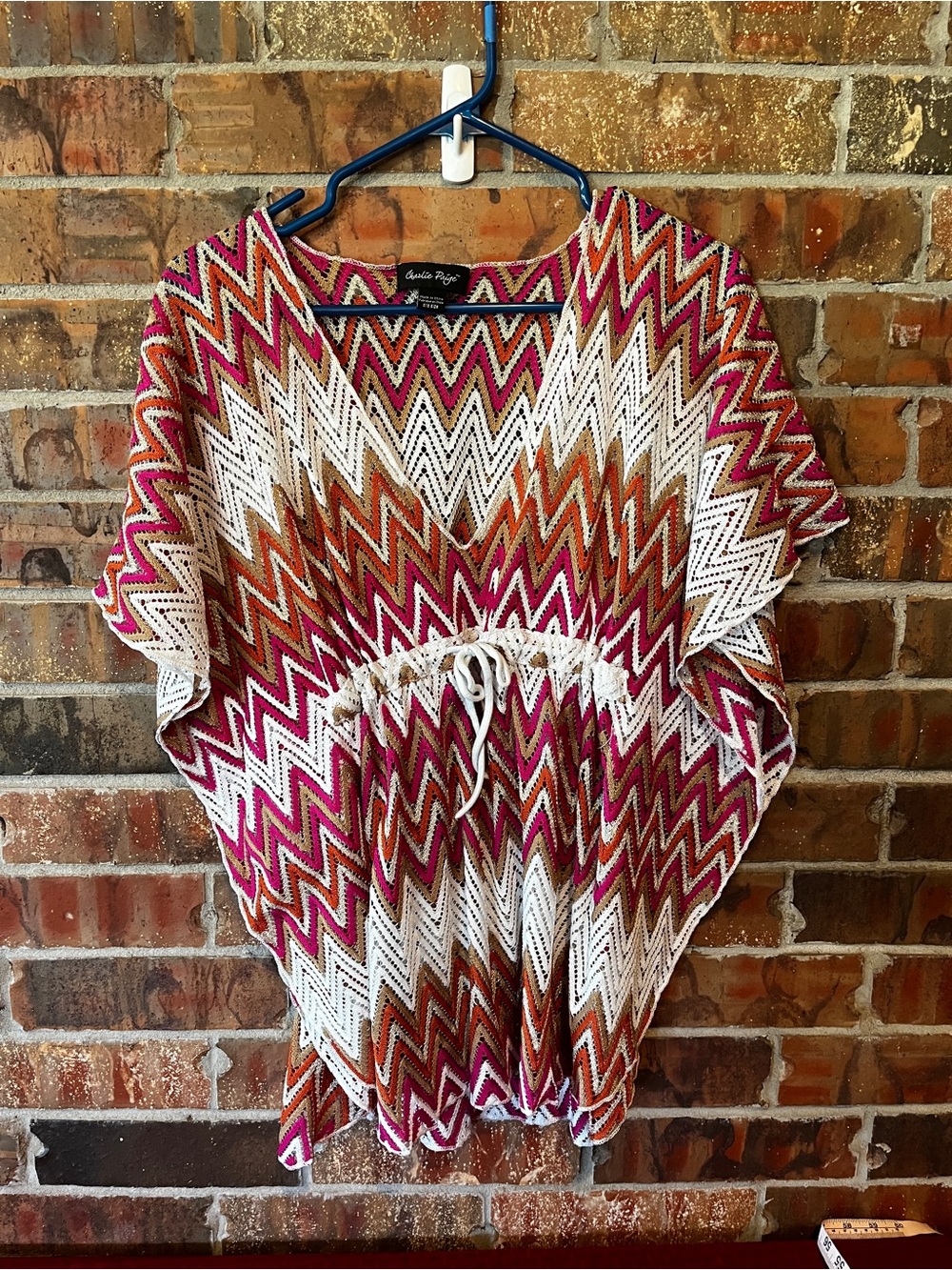 Charlie Paige Chevron Cover Swim Up Pink Gold White Orange One Size